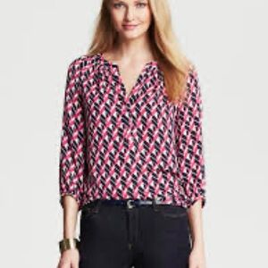 Banana Republic Women's Blouse - Black, White, Pink
